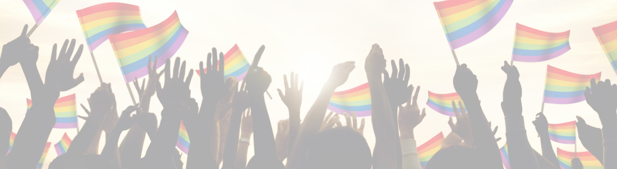 Essex Pride image of waving hands and pride flags